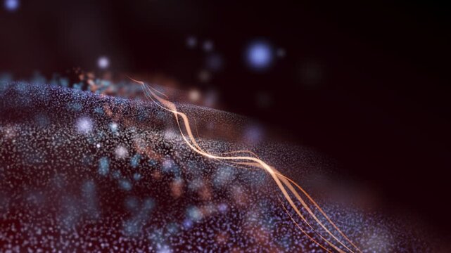 A mesmerizing scene combining deep dark background with luminous flowing light sweeping across it in graceful motion