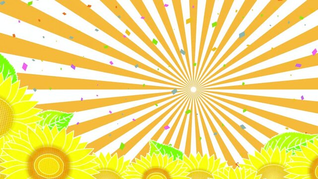 Bright Sunflowers and Orange Radial Lines 4K