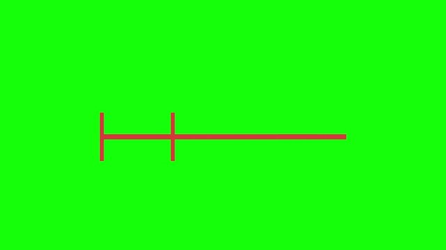 symbol indicating dimensions or linear distance limits animated on green screen background