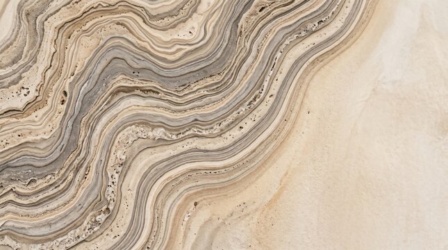 Natural beige sandstone texture with wavy sedimentary rock layers