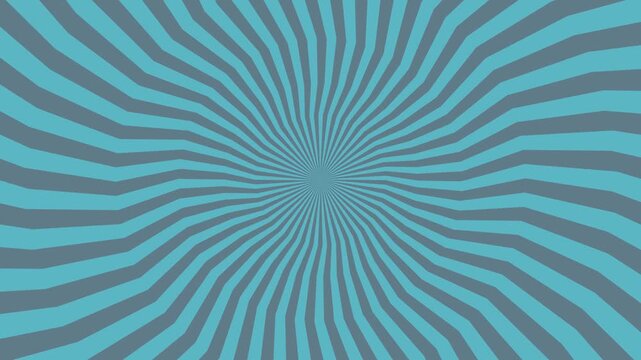 Abstract sunburst background animation featuring rotating cyan and grey rays pattern creating hypnotizing visual effect perfect for dynamic motion graphics and creative projects.