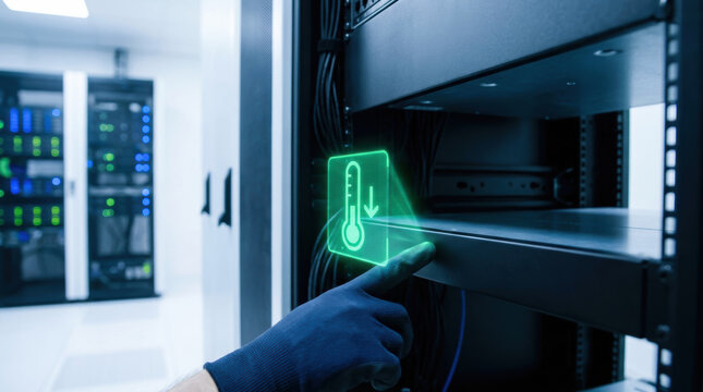 Data center server room cooling energy efficient ai temperature control rack network storage