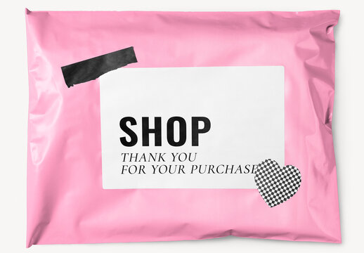 Pink Package With Thank You Label Mockup PSD