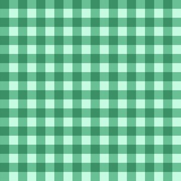 Seamless emerald green gingham plaid pattern with soft pastel shades. Fresh checkered background for fabric, wallpaper, and textile.