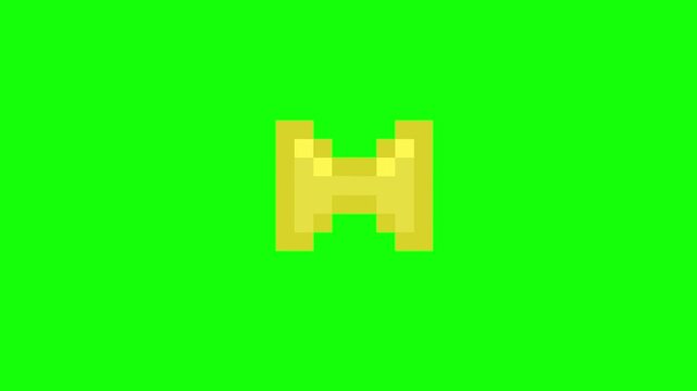 8bit dumbbells animated on green screen background