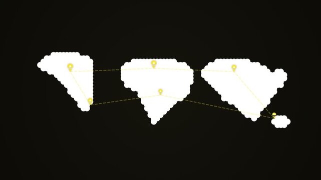 Abstract world map with glowing location markers