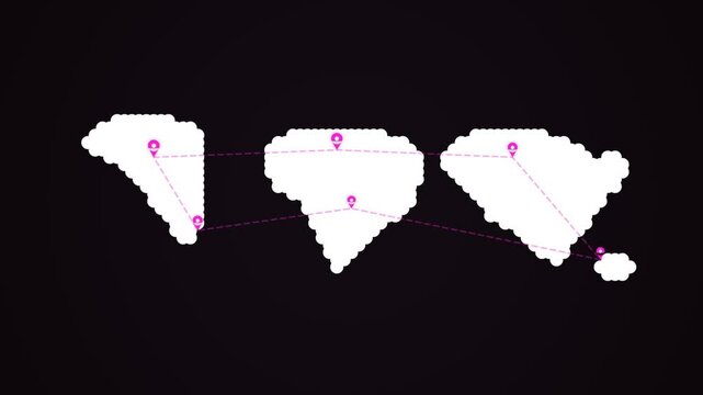 Abstract dotted world map with pink connection
