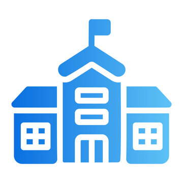 School building Line Gradient Icon