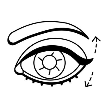 Glyph eye icon showing upper eyelid lifting and surgical markings.