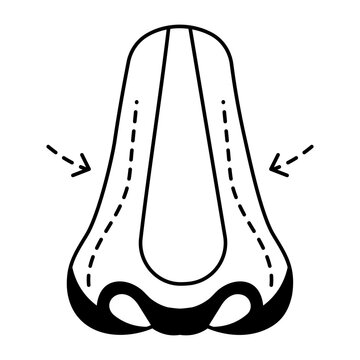 Glyph nose icon showing inward arrows for size reduction.