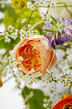 A bouquet of flowers on the table
