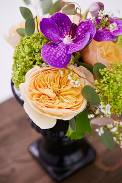 A bouquet of flowers on the table