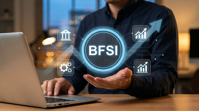 Businessman analyzing BFSI banking financial services insurance growth
