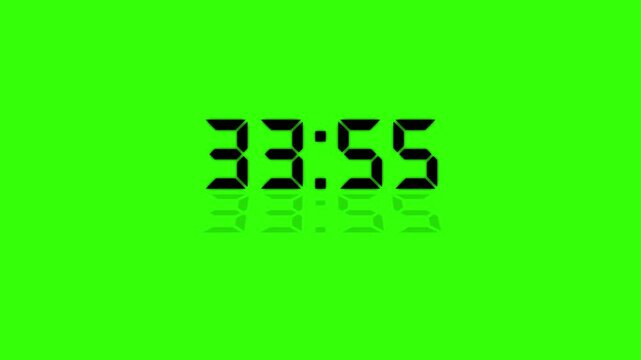 Digital timer animation is a 1-minute countdown from 34 to 33 minutes. 4K countdown animation,