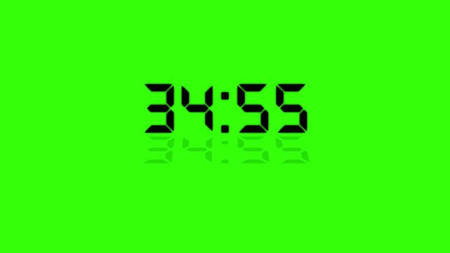 Digital timer animation is a 1-minute countdown from 35 to 34 minutes. 4K countdown animation,