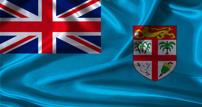 National flag of Fiji with cloth texture. Fiji flag with realistic texture background