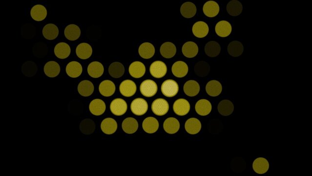 Golden dot matrix fading across black space