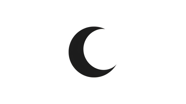 Black crescent moon icon. Simple lunar shape symbol for night or space design.