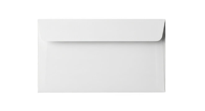 A single clean white paper envelope for mailing letters isolated on transparent background
