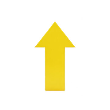 Bright yellow arrow pointing up symbol isolated on transparent background