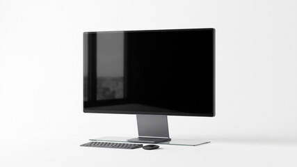Fototapeta premium Modern desktop computer monitor screen mockup isolated on clean white background