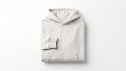 Folded beige cream pullover hoodie apparel mockup template isolated on clean white background © CathreKim
