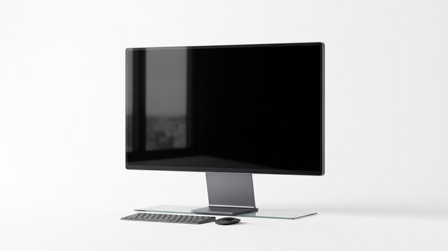 Modern desktop computer monitor screen mockup isolated on clean white background