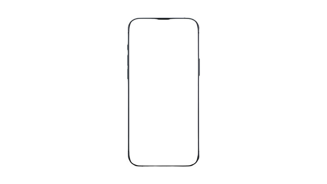Minimalist smartphone white screen frame mockup template isolated on plain white background