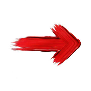 Red paint brush stroke arrow icon isolated on transparent background
