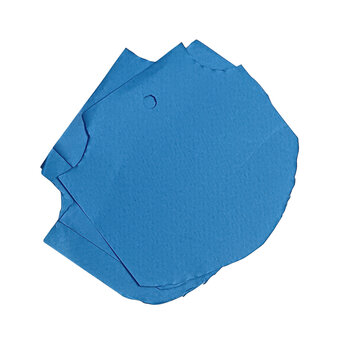 Blue pentagon shape icon isolated made by torn paper