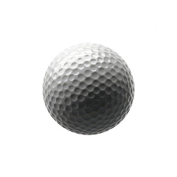 Single white golf ball with dimples isolated on transparent background