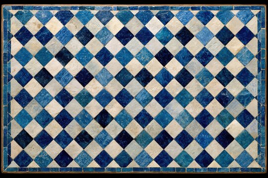 Moroccan zellige mosaic tile pattern in blue diamond geometric
