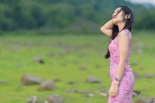 Women in Pink Outfits at Sai Thong Reservoir in Nakhon Nayok Thailand