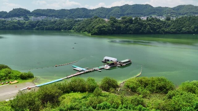 Scenic Summer View of Lake Tsukui in Japan