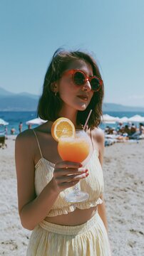 Freelancers Enjoying Summer Beach Cocktails in Business Attire