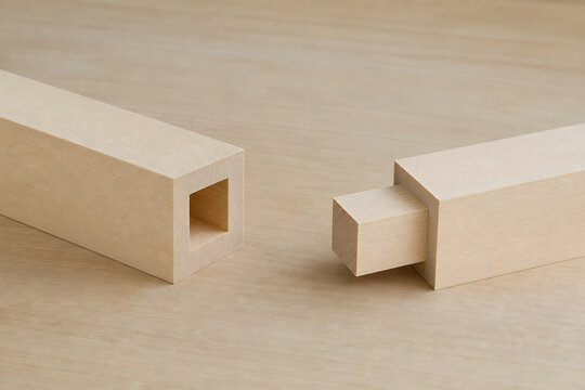 Mortise and Tenon Wood Joint Sample With Copy Space