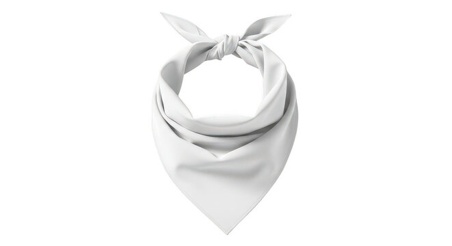 Clean white folded bandana tied in a knot isolated on transparent background