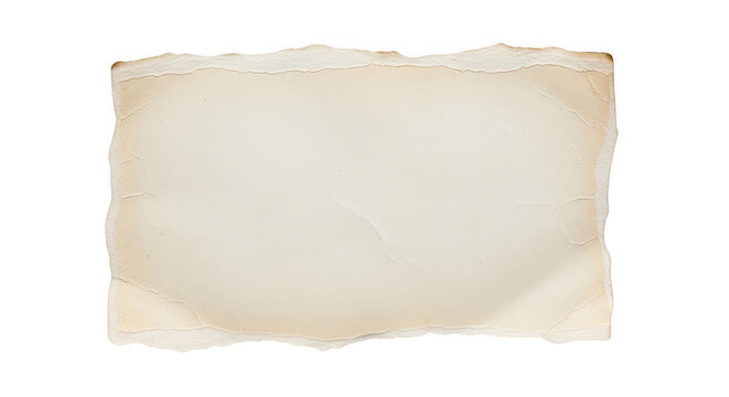 Old vintage paper scrap with torn ragged edges isolated on transparent background