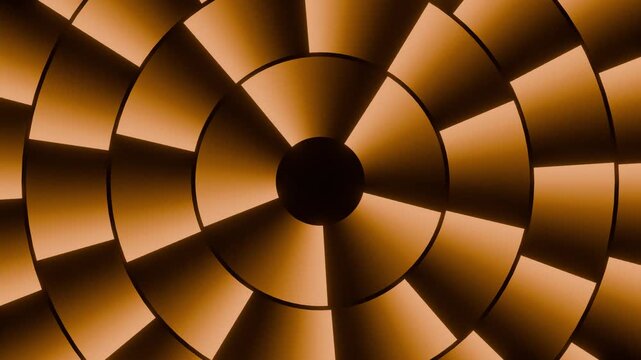 Glossy orange radial wheel segments on black