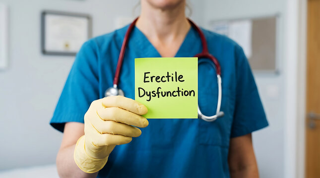 Medical holding erectile dysfunction awareness sign doctor male