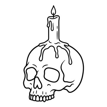 Skull with Melting Candle