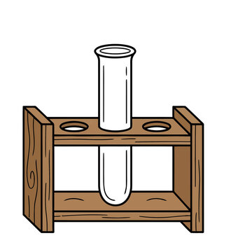 Test tube in a wooden st