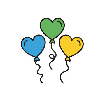 Three Heart Shaped Balloons