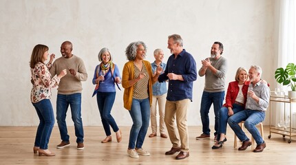 Obraz premium Joyful senior adults celebrating healthy aging and positive lifestyle