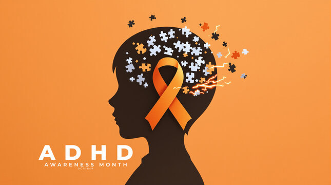 ADHD Awareness Month Concept Image, featuring neurodevelopmental health, focus support, and educational awareness.