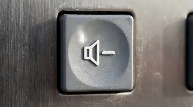 Close up of grey plastic volume down button.