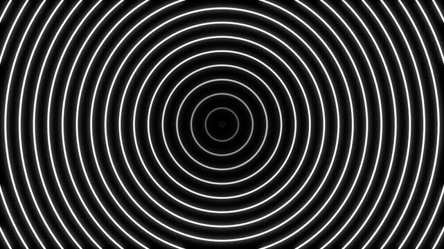 Abstract black and white hypnotic concentric circles tunnel optical illusion background visualizer motion loop
