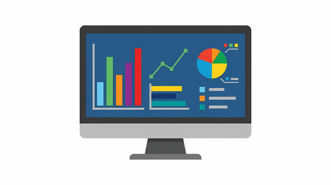 Business data analytics dashboard on a computer monitor