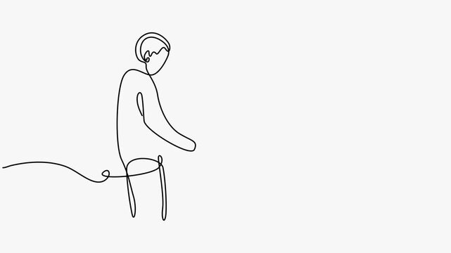 Minimalist Continuous Line Drawing of a Loving Couple Sitting Together Watching a Sunset View