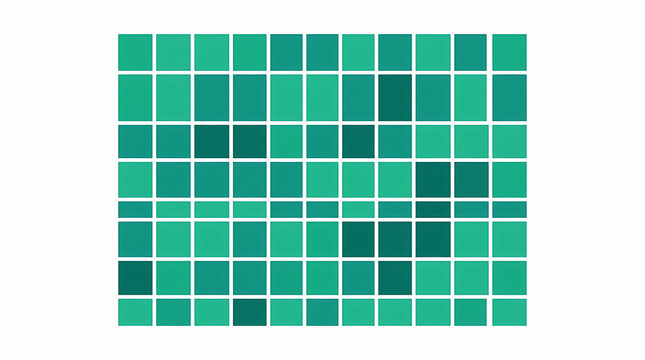 Abstract geometric grid pattern of green and teal squares